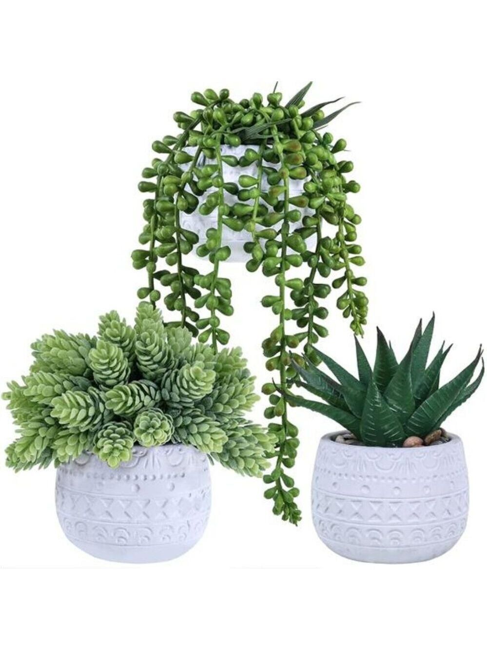 small artificial succulent potted plants faux greenery home office decor 3 set
